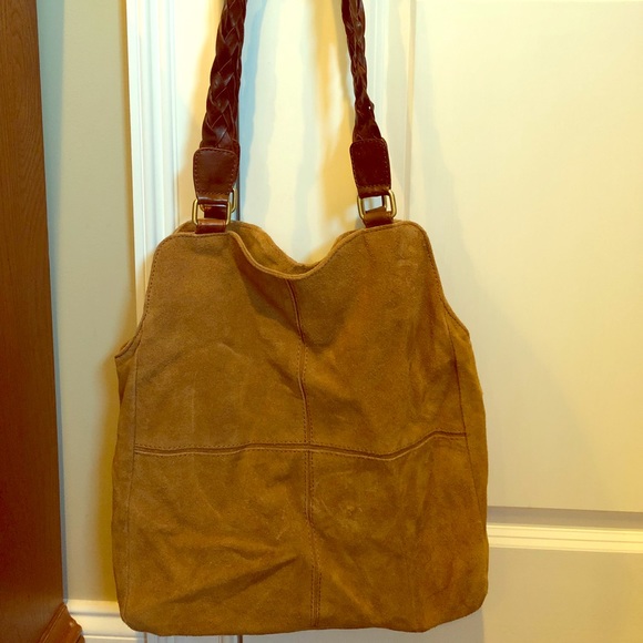 JOYN Handbags - JOYN Suede Tote with Braided Handles